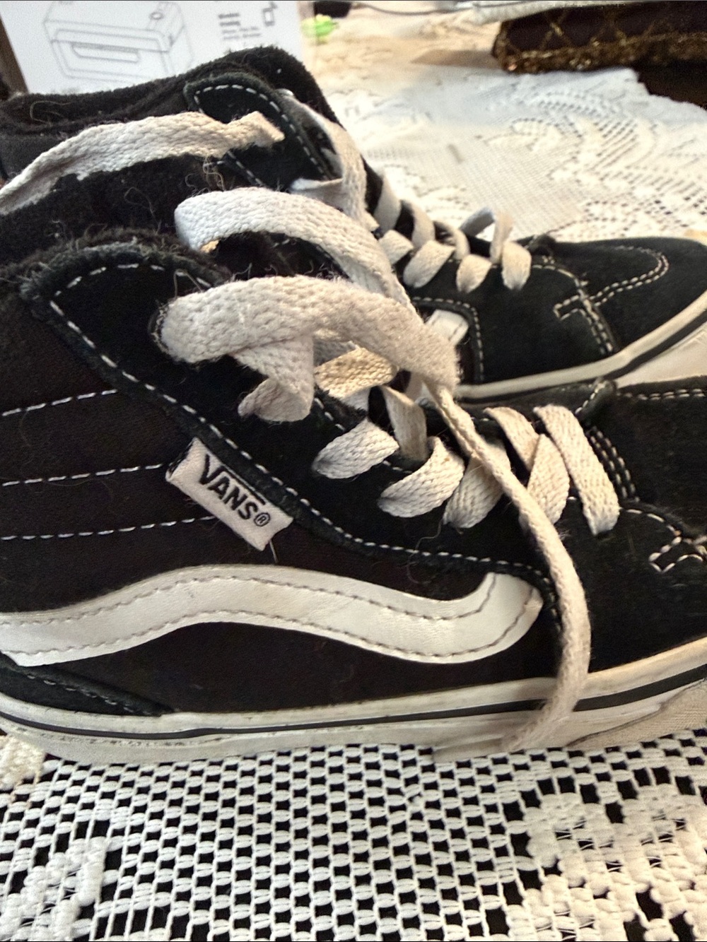 Vans Kids Black and White High-Top Skate Sneakers